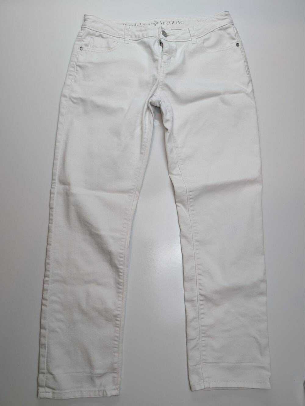 Simply Vera Wang White Straight Leg Pants Womens Size 4 Stretch